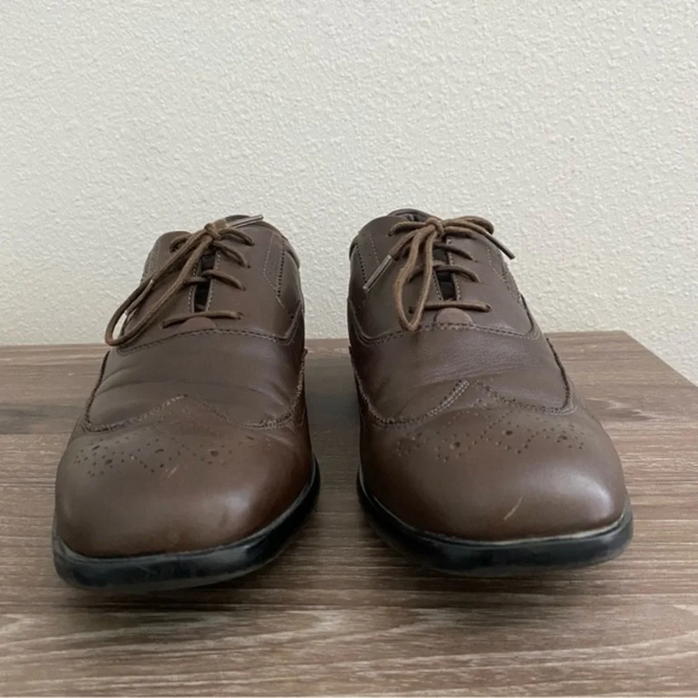 Rockport Dustyn Wingtip Leather Dress Shoes Adiprene Soles‎ Size 9 Brown